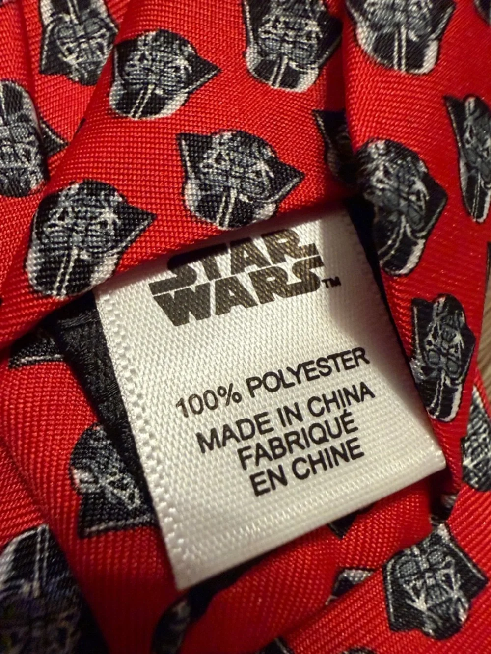 Star Wars Red Tie with Black Darth Vader Motif